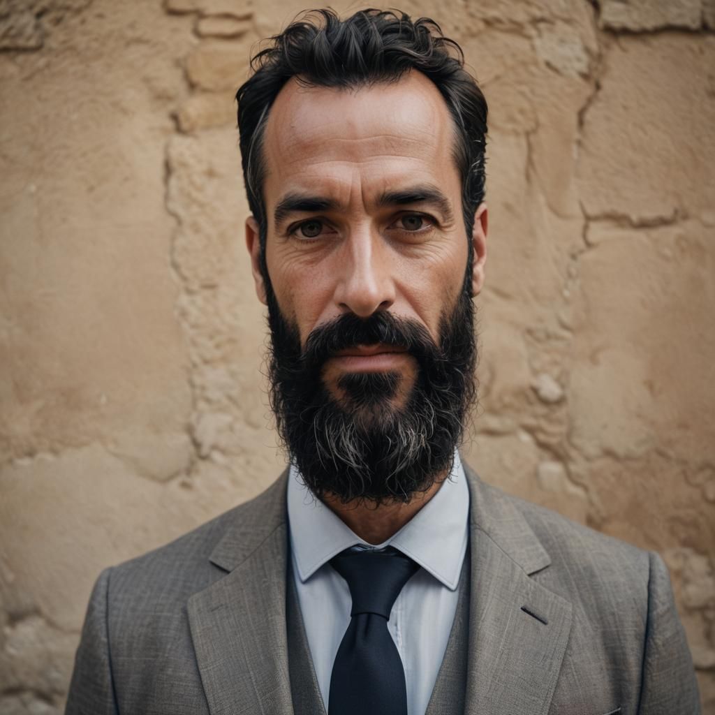 French Man Portrait in Warm, Earthy Tones