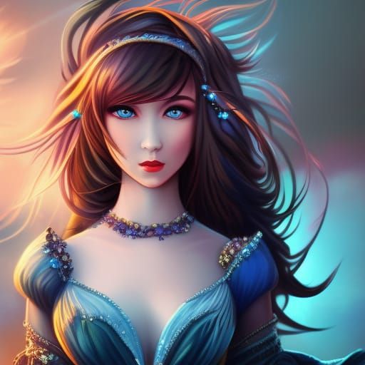 Anime Princess with Tiara in Fantasy Art Style