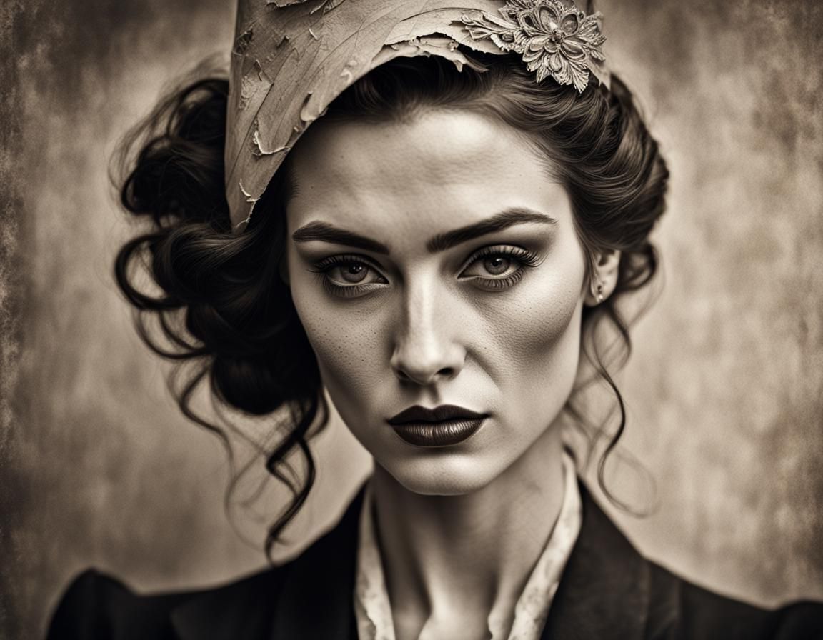 Elegant Vintage Woman Portrait in Sepia Tones