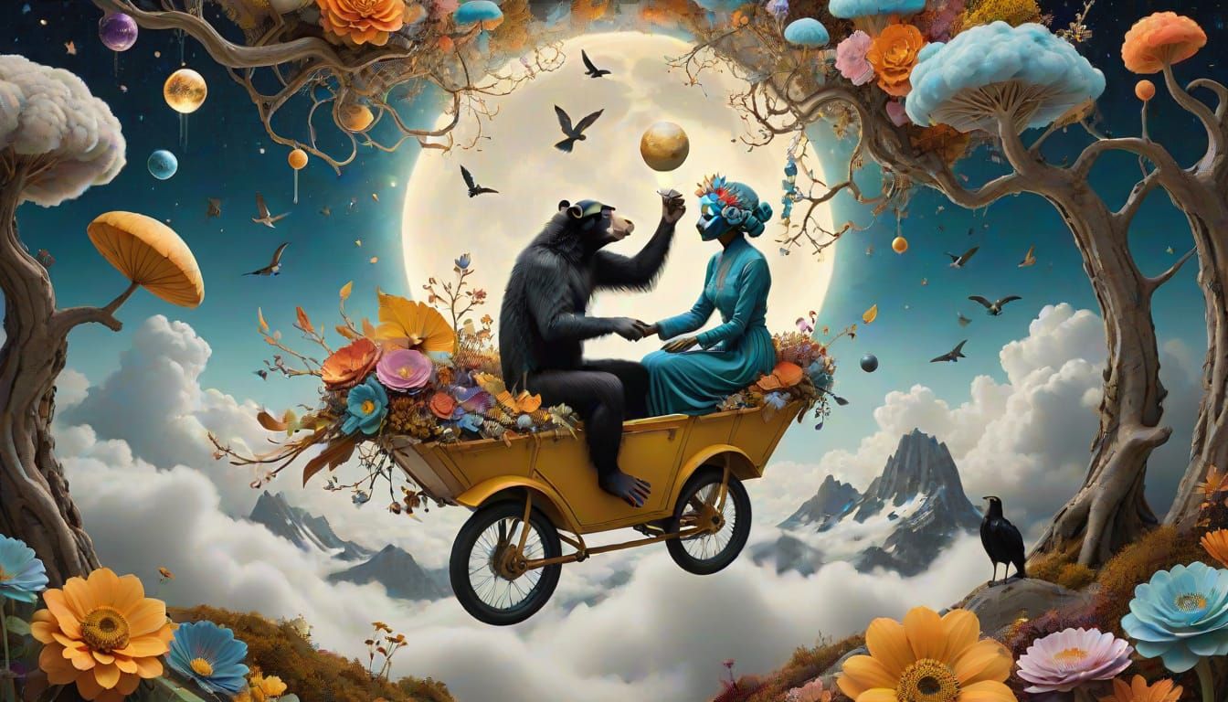 Surreal Tea Party on Floating Island