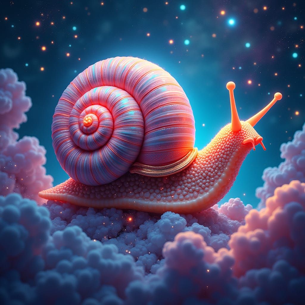Astral Snail in Starry Cosmic Landscape