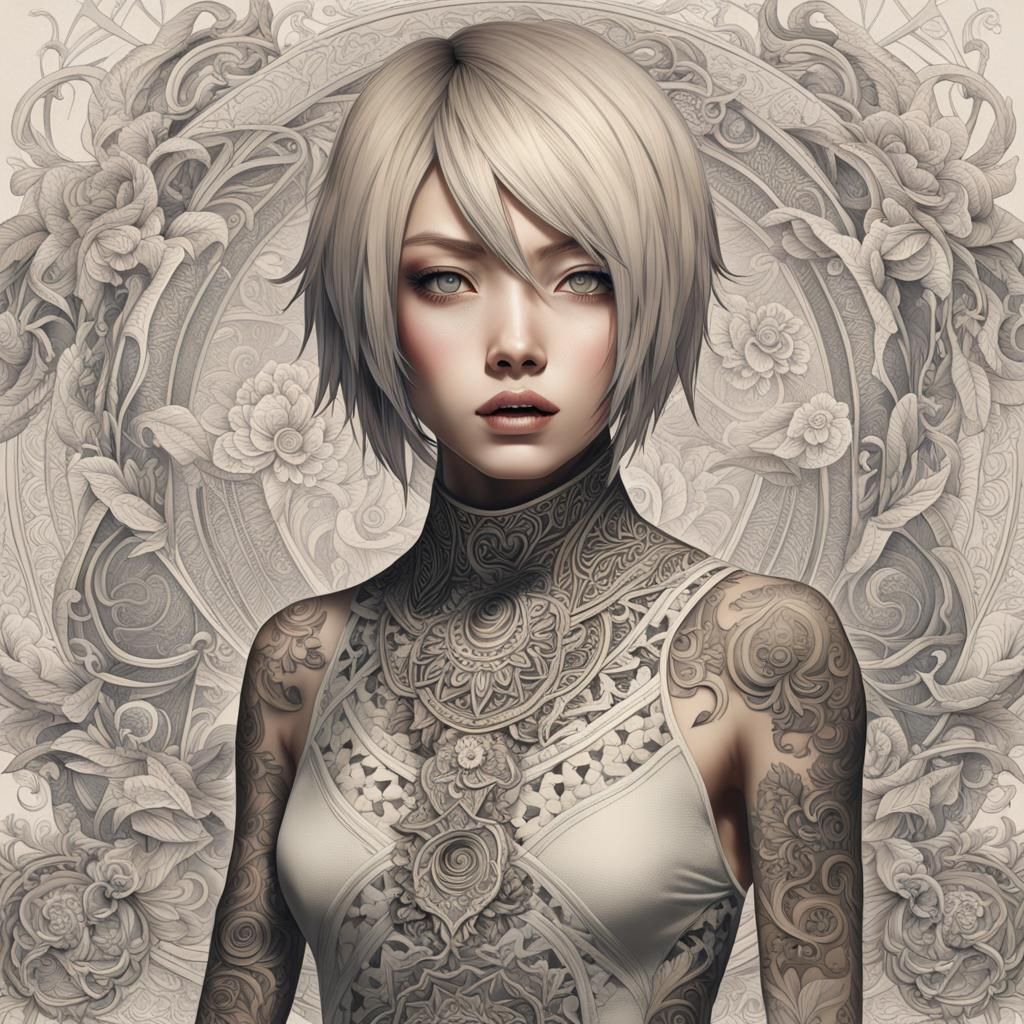 Hyperrealistic Portrait of Mikasa From AOT With Tattoos