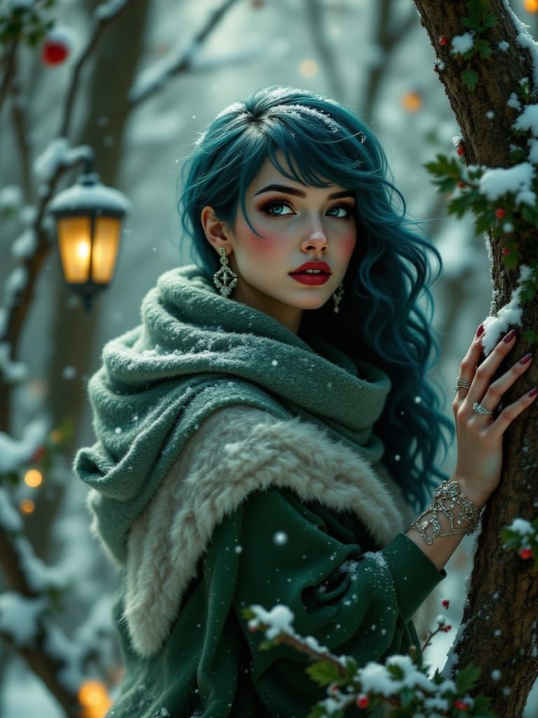 Winter Goddess Embraces the Whispering Woods in the Fading L...