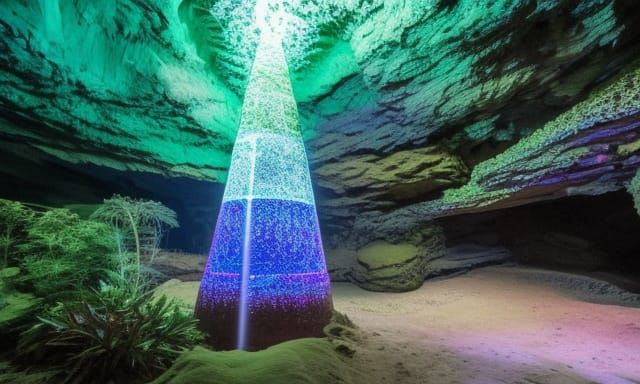 Bioluminescent Crystals Light a Dark Cave