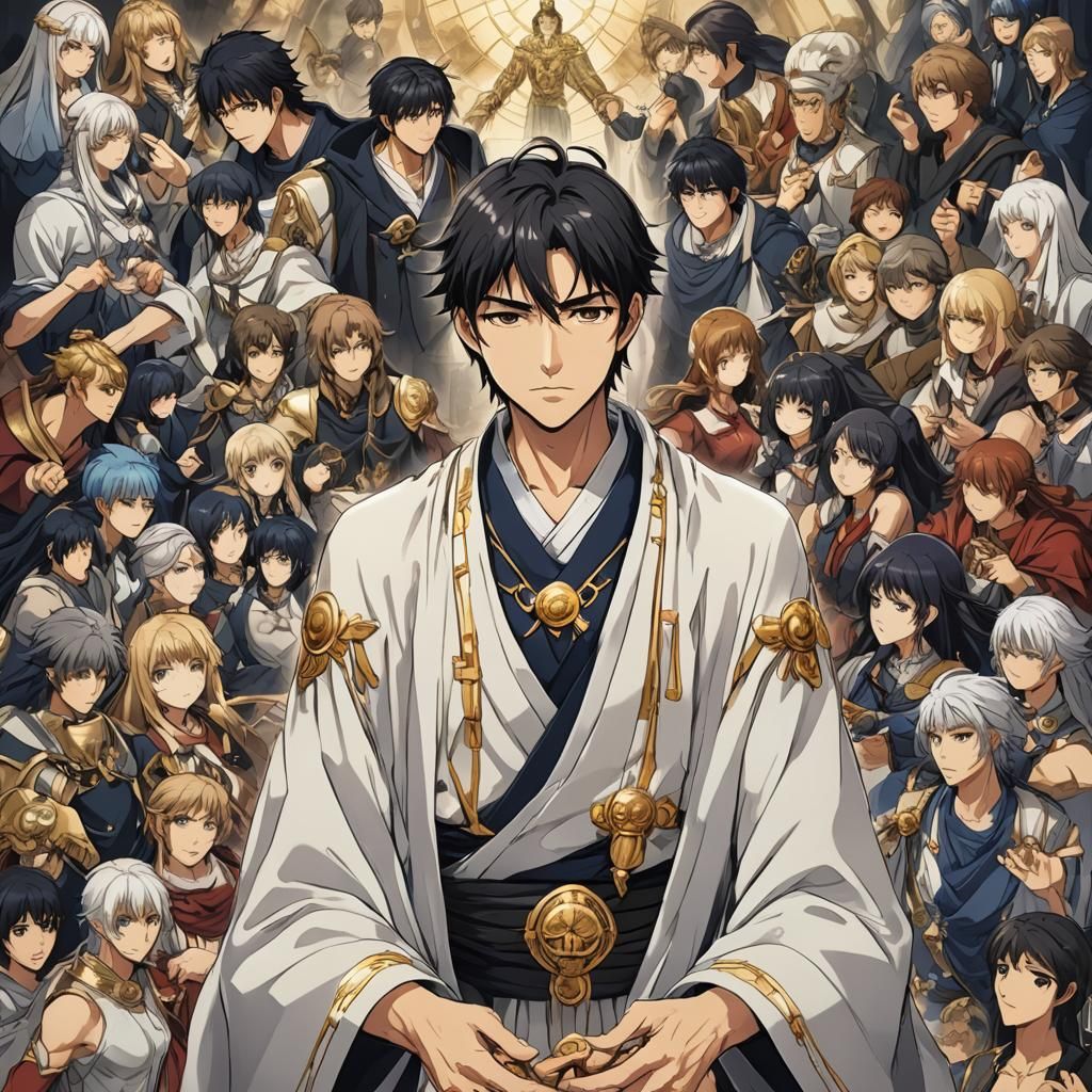 Intangible Godlike Man in Anime Key Visual Style