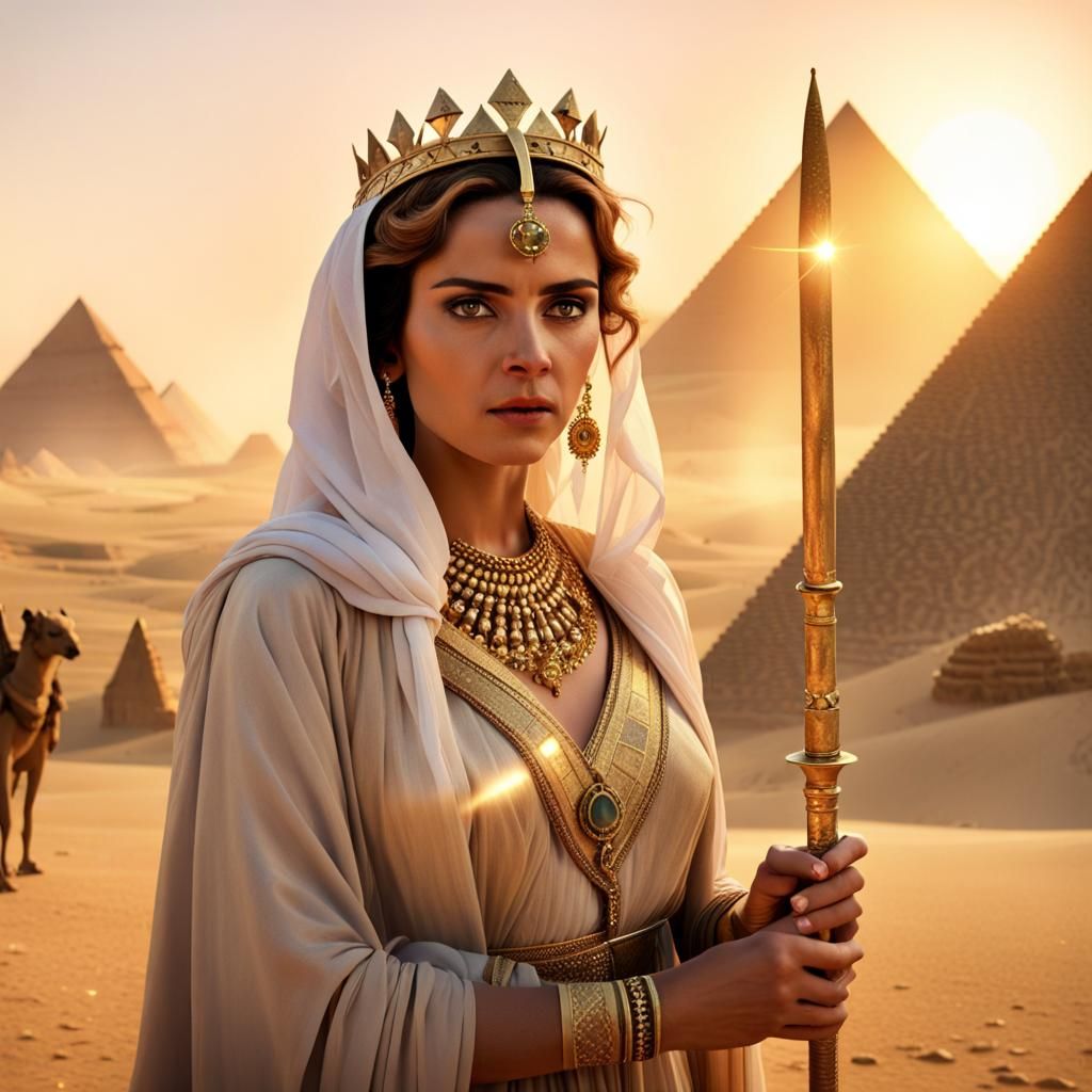 Egyptian Queen with Sceptre in Golden Sunlight