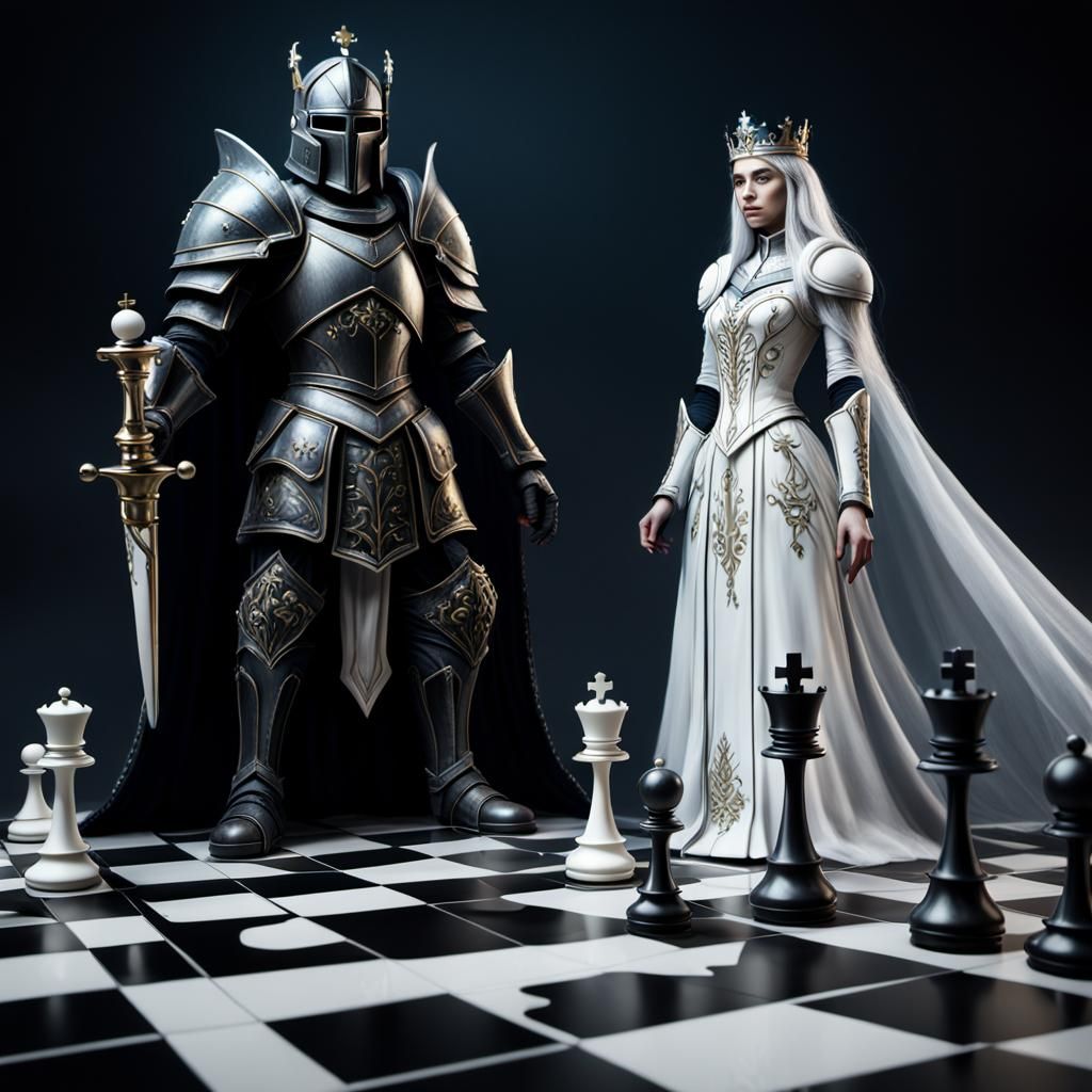 Fantasy Chess: Black Knight Victory in Magic Realism