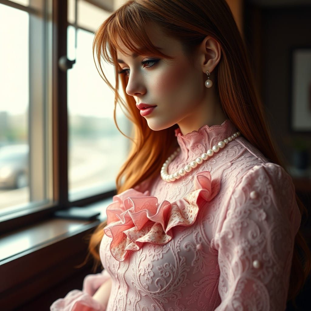 Feminine Irish Beauty in Pink Lace Dress
