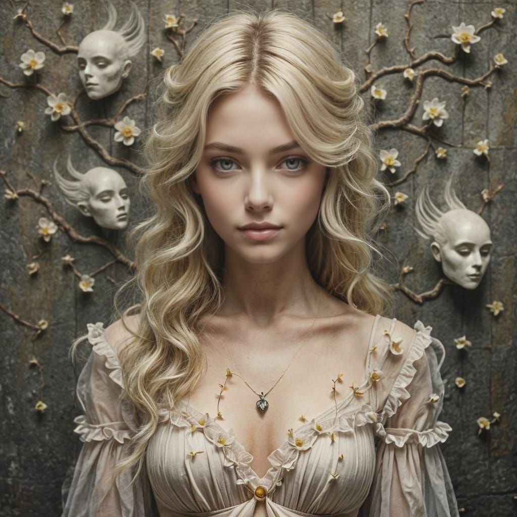 Ethereal Maiden Portrait in Oil Painting Style