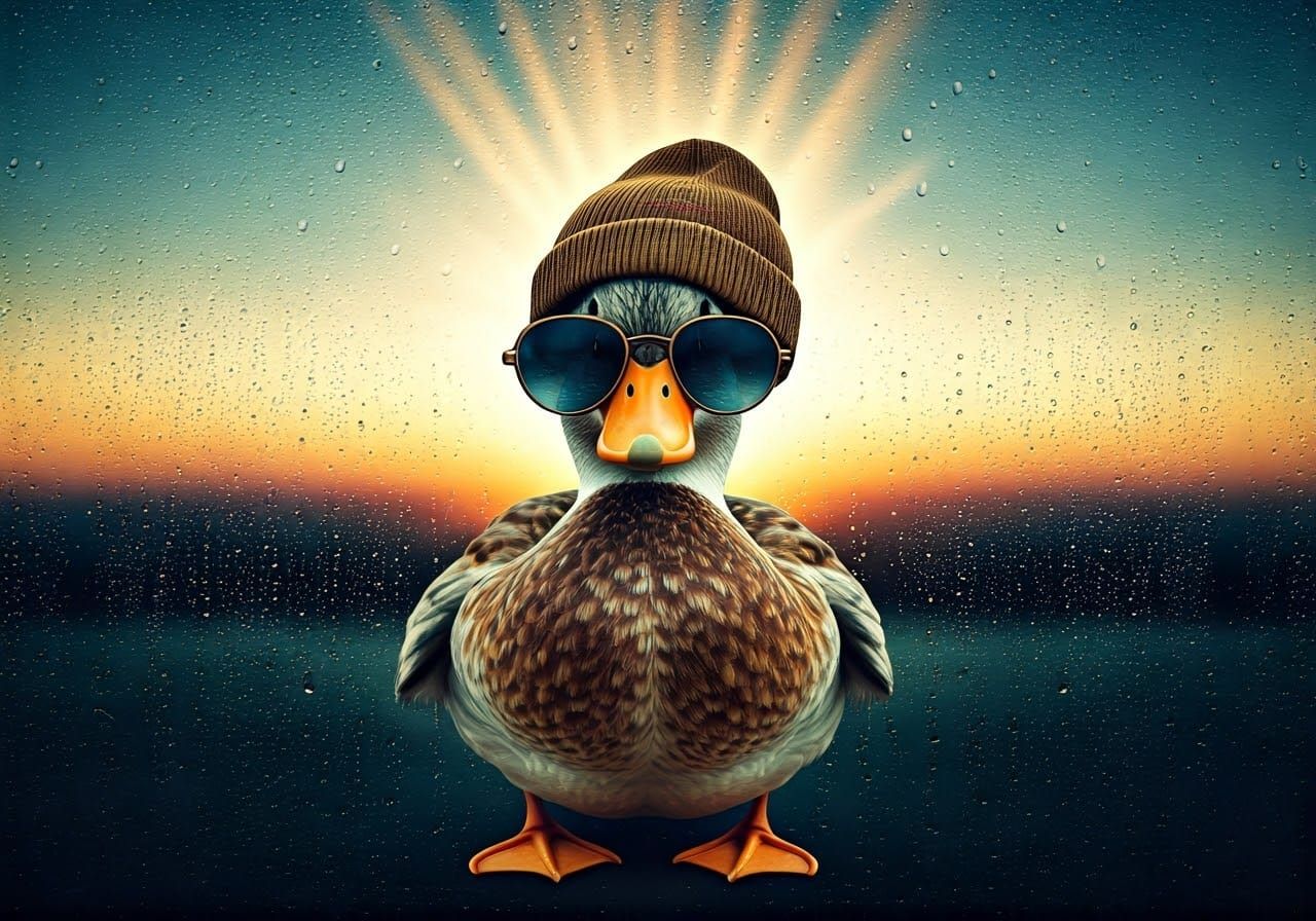 Anthropomorphic Duck in Kilt with Retro Beanie