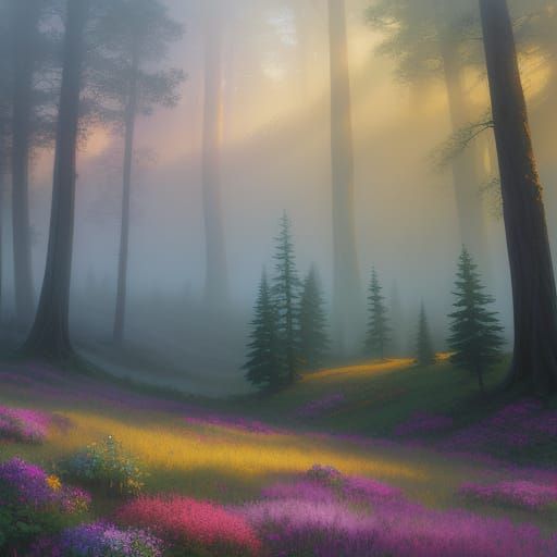 Ethereal Fantasy Figure in Misty Landscape