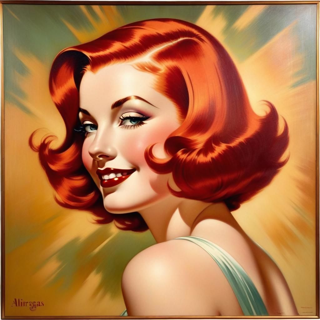 Impressionistic Portrait of a Smiling Redhead