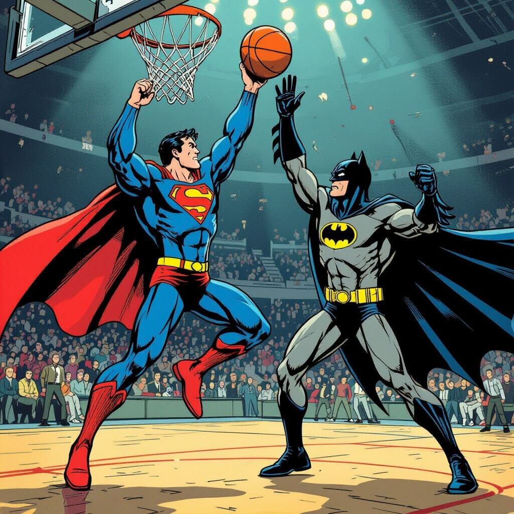 Superman Dunks on Batman: 1970s Comic Art