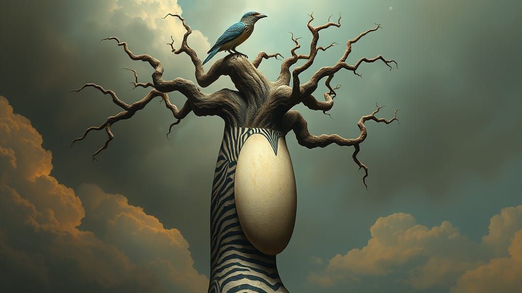 Surreal Magic Figure in a Dreamscape of Wonder