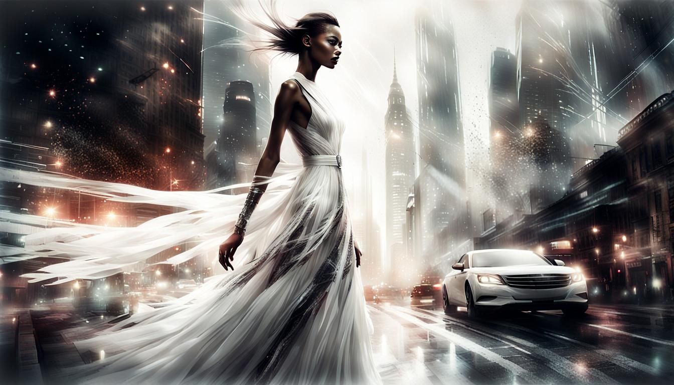 Futuristic Supermodel in Vogue, Digital Painting