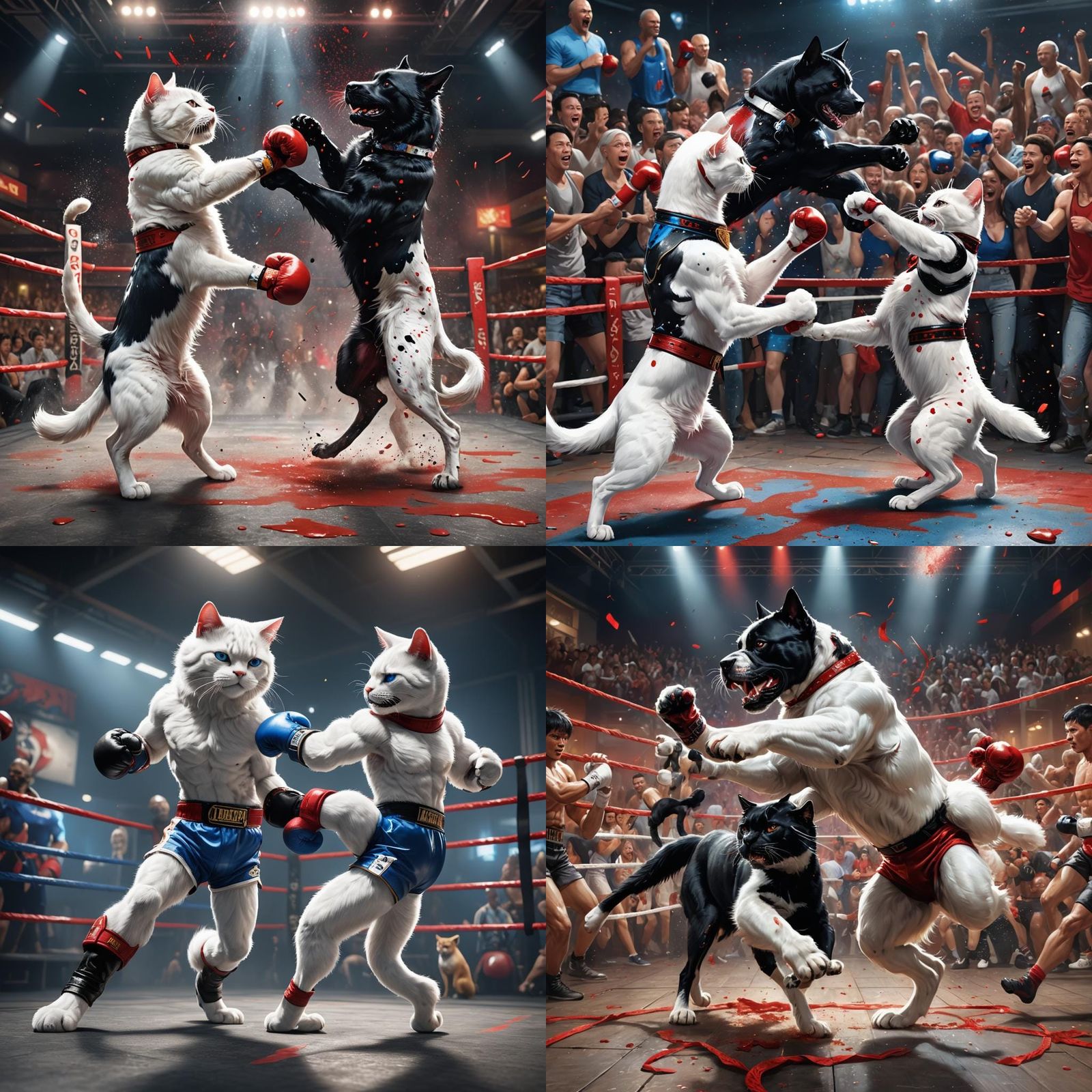 Fierce Boxing Match between Feline and Canine Champions