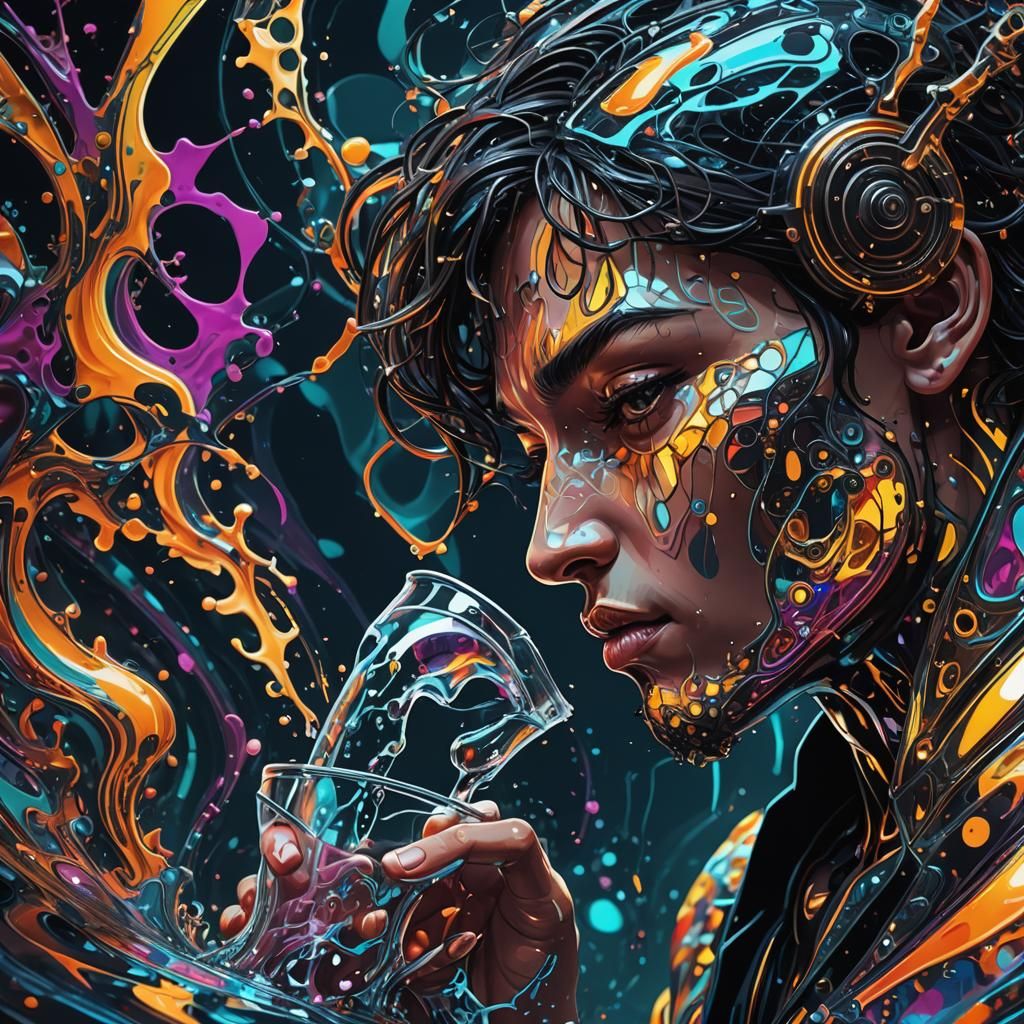 Fractured Reality: Abstract Digital Art in Electric Blue