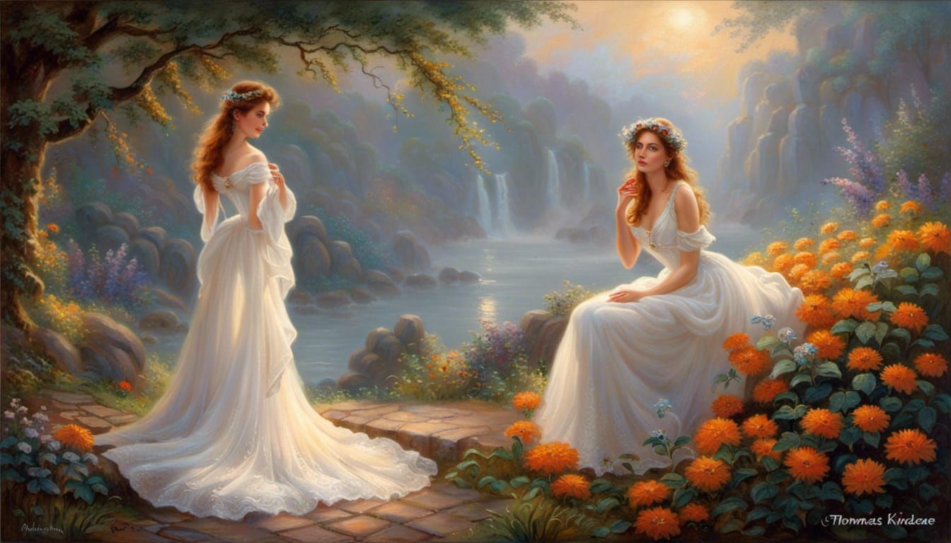 Ethereal Lady in White Dress: A Fantasy Masterpiece