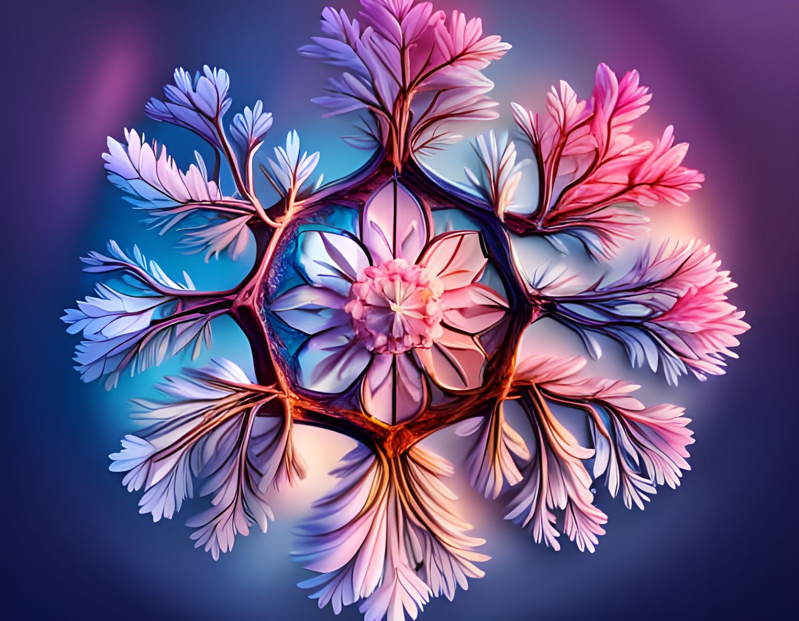 Seasons Snowflake: Detailed Cedar and Cherry Blossom Design