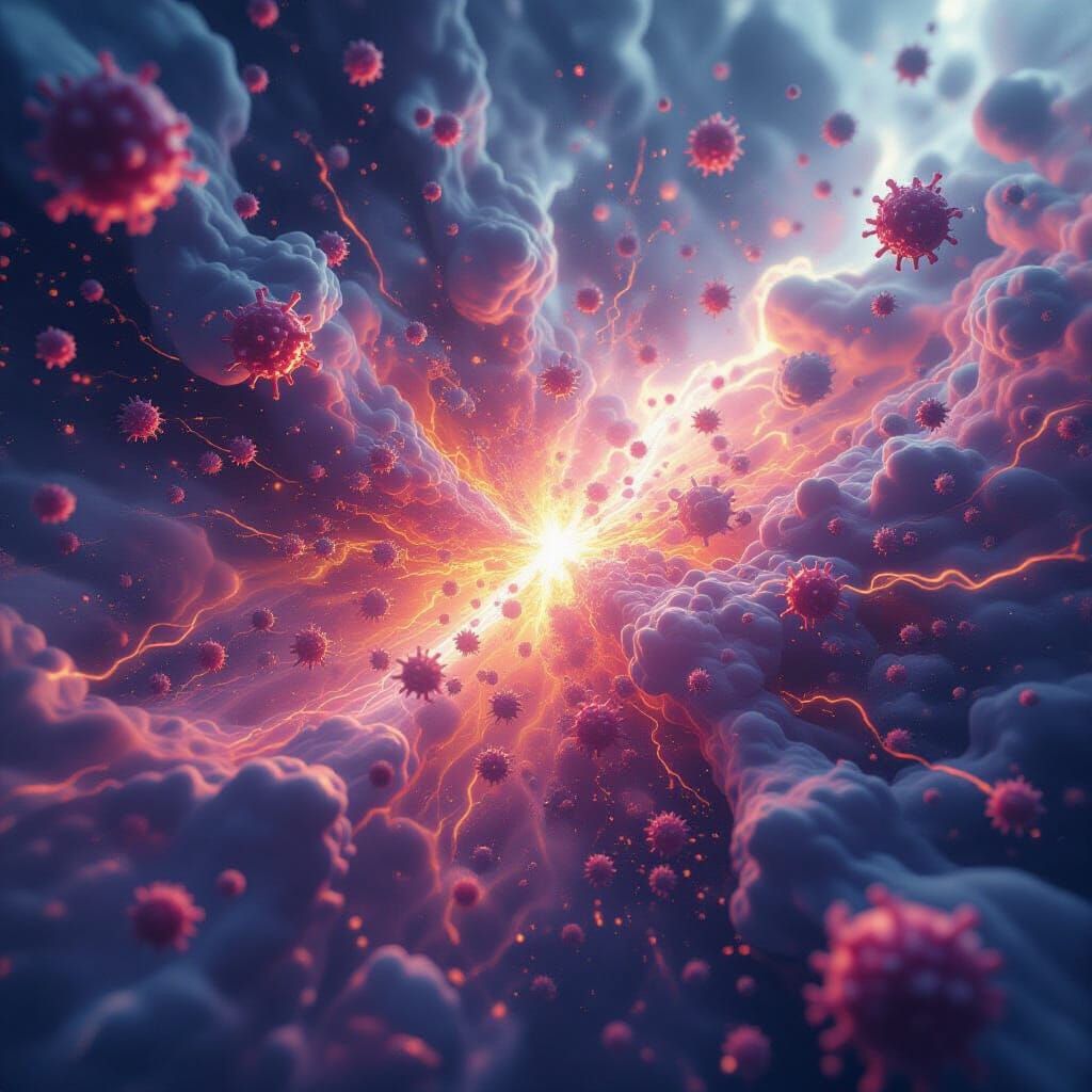 Chaotic Collapse: Vibrant Molecules Exploding in Kaleidoscop...