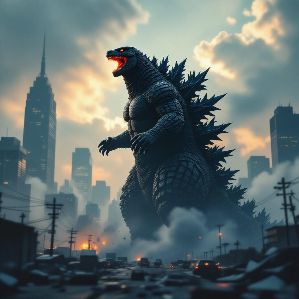 Giant Monster Hybrid Destroys Dystopian City