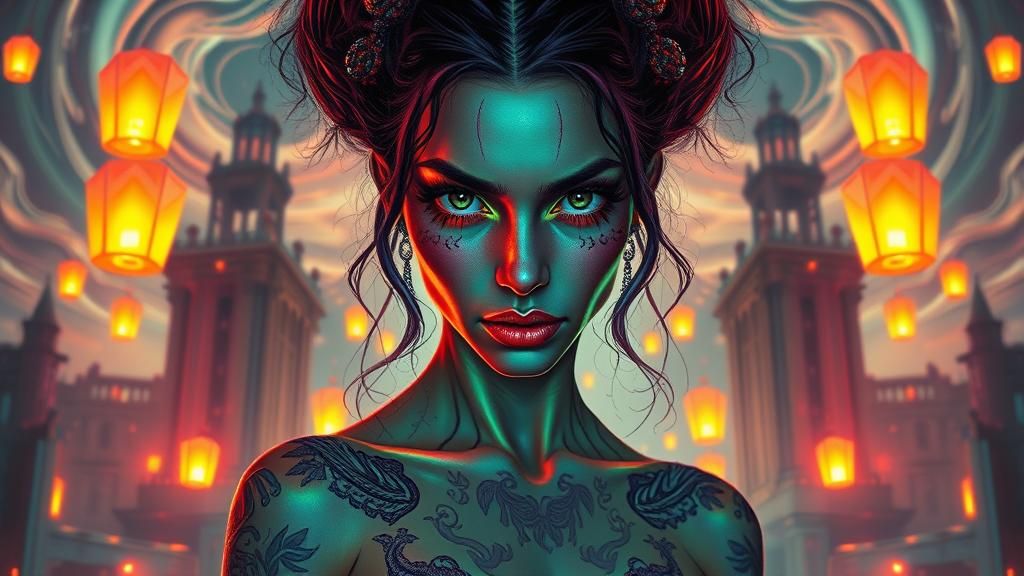 Cyberpunk Princess in Post-Apocalyptic Mirrored Metropolis