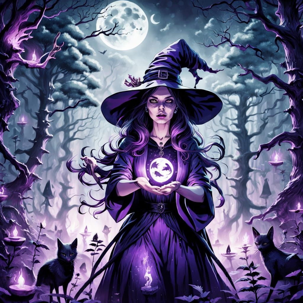 Mystical Witchcraft in a Gothic Dark Fantasy Forest