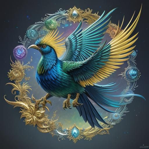 Bird-of-Paradise in Flight: Ethereal Impressionistic Portrai...