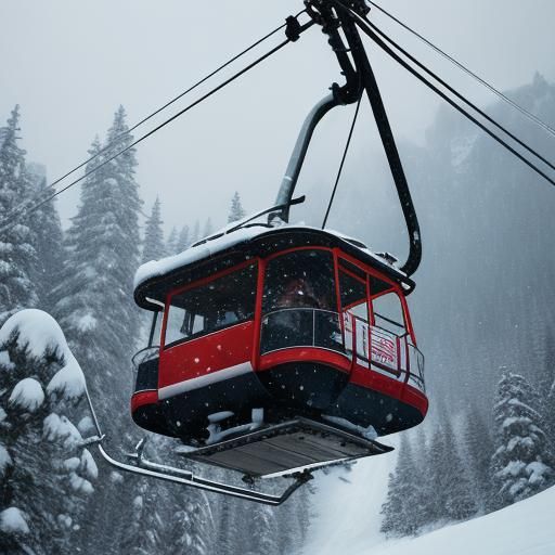 Ski Lift Groom in Snowy Mountains Captured in Hyperrealistic...
