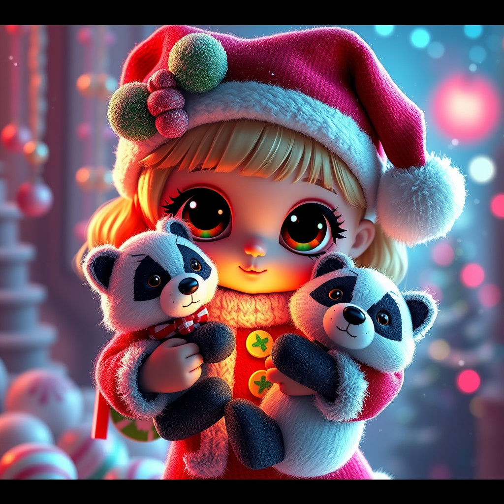 Cute Chibi Christmas Doll in Candy Art Style