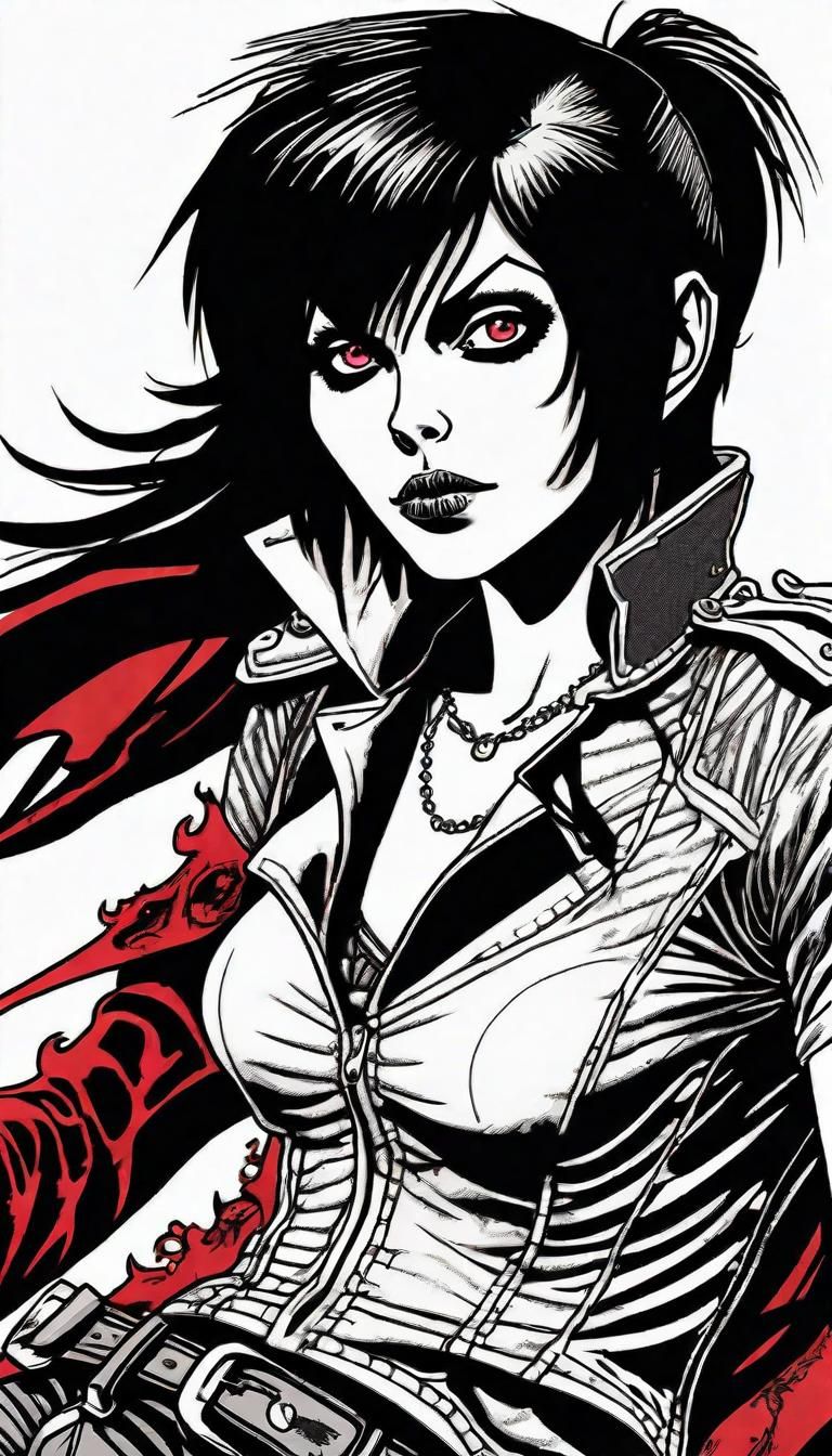 Anime Vampire Queen on Zombie Horse