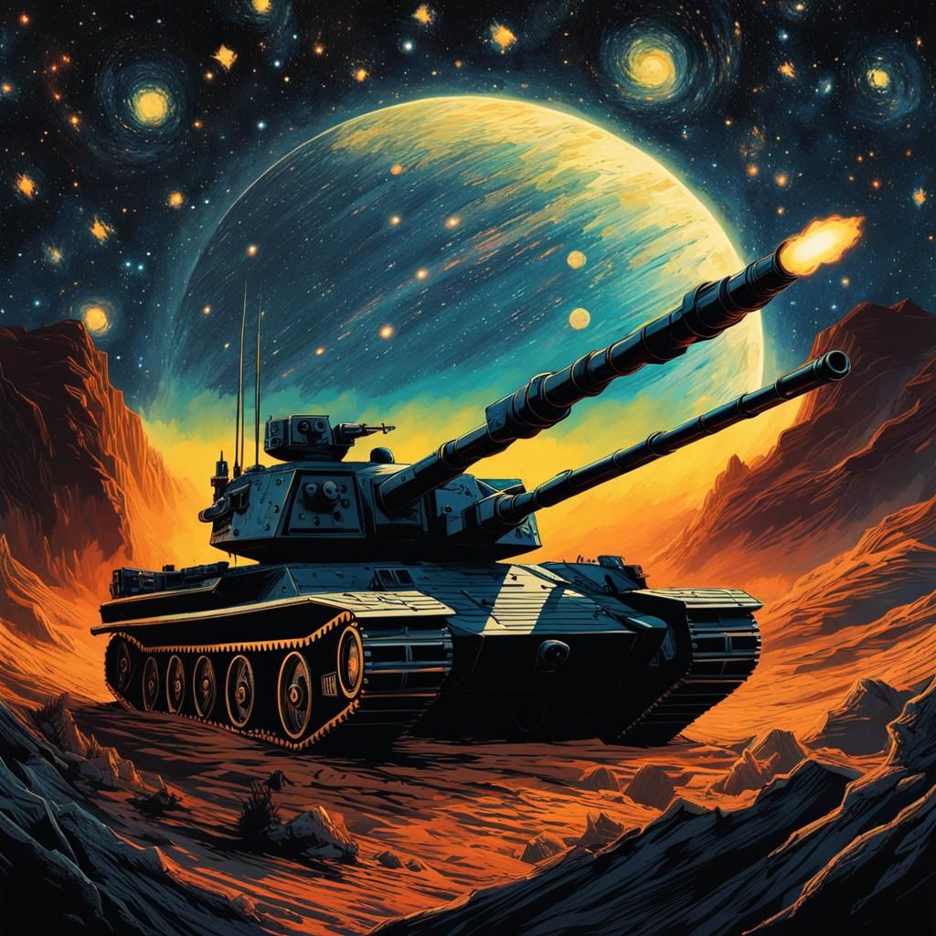 Laser Tank Behind Enemy Lines in Hypermaximalism Style