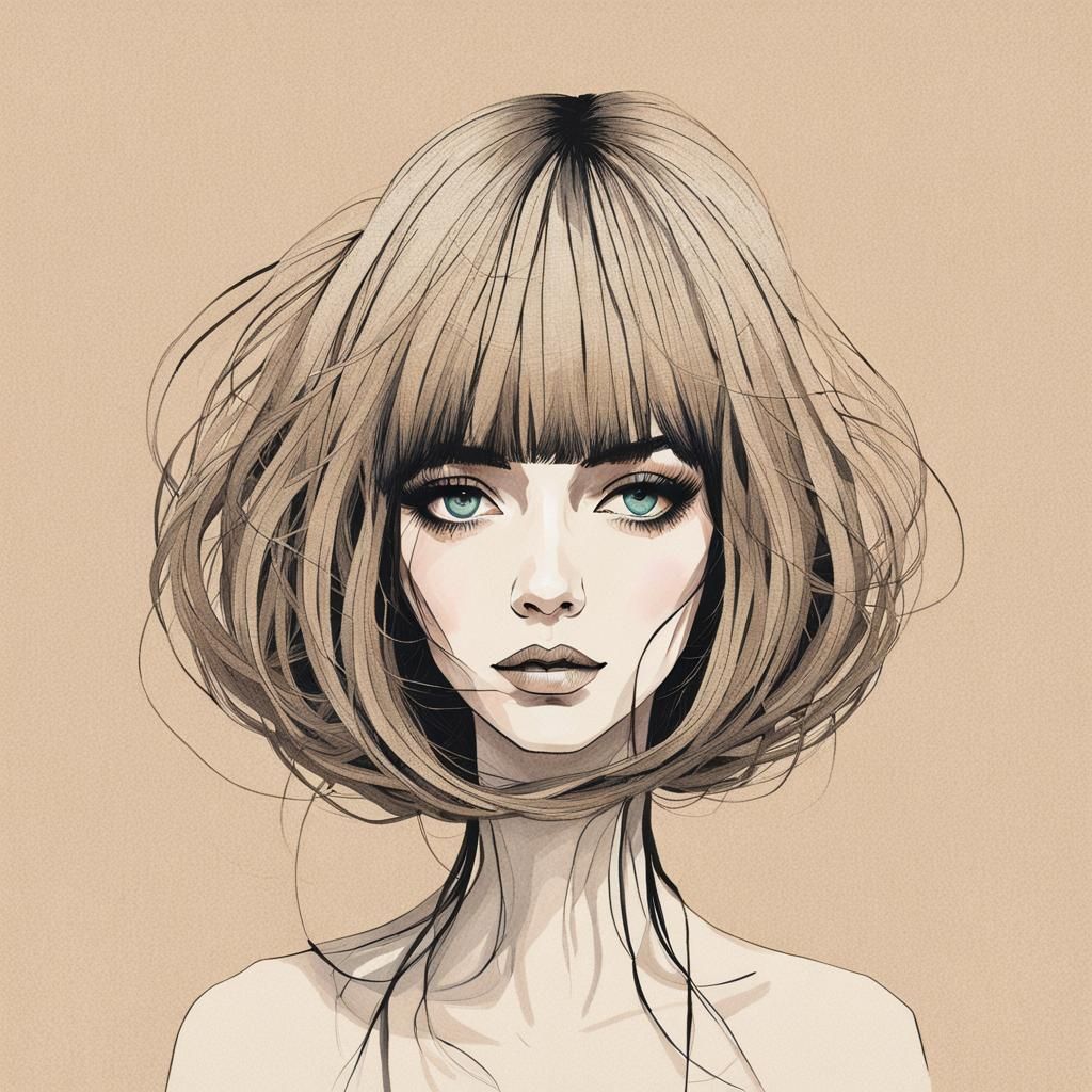 Girl with Jute Wig in Contemporary Style