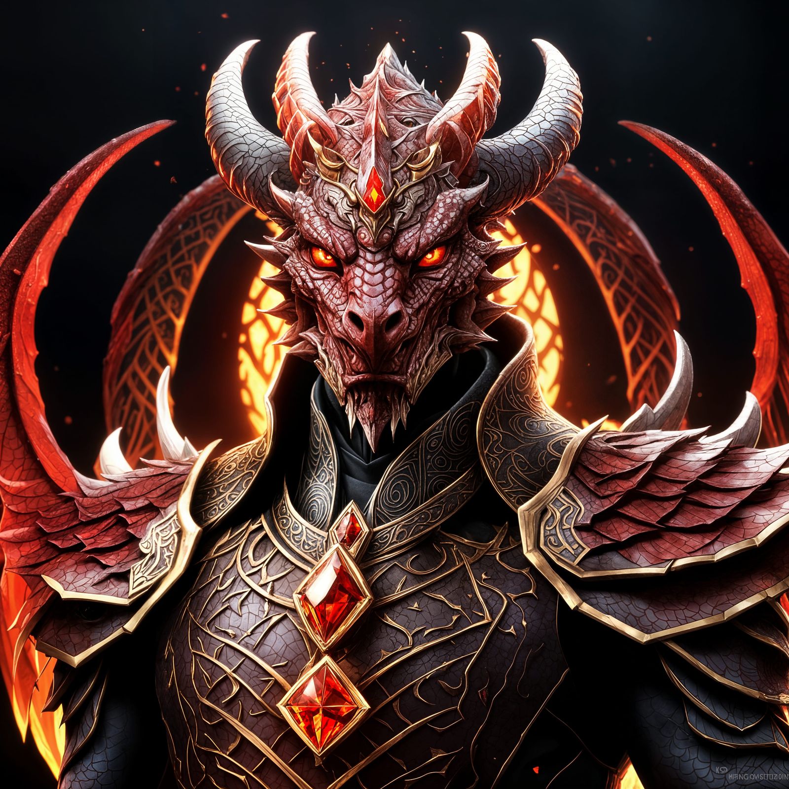 Dragonborn Warlock in Anime Style