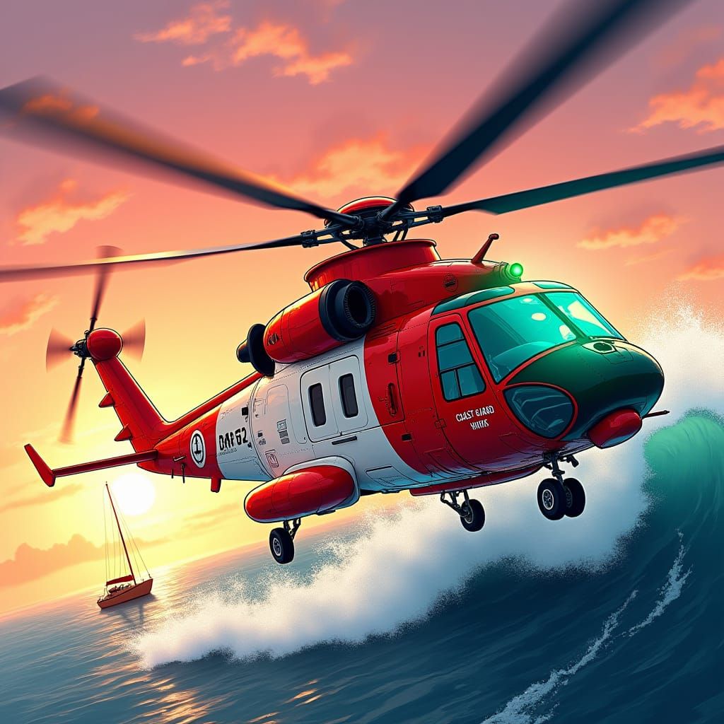 Coast Guard HH-60 Jayhawk in Anime Style