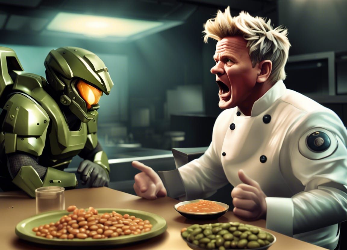 Gordon Ramsay Berates Master Chief: Hyperrealistic Kitchen S...