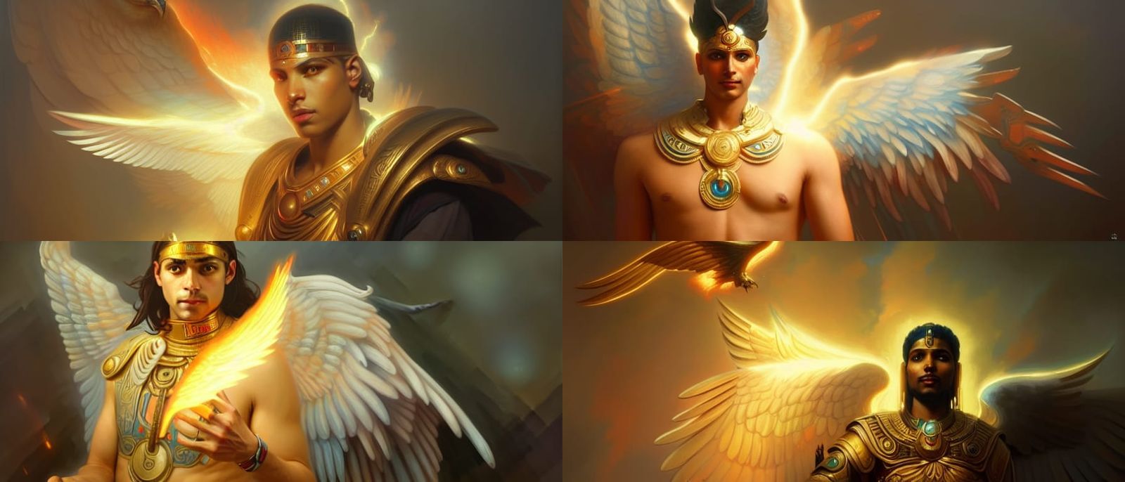 Horus: God of Fire in Art Nouveau Style