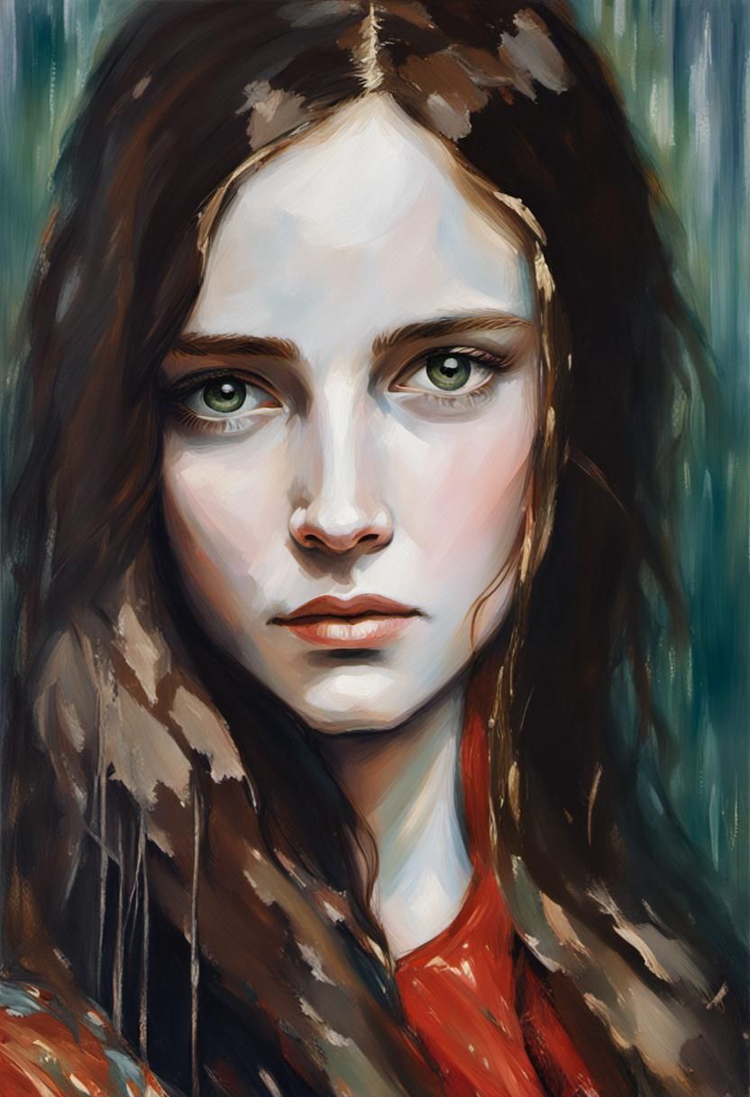 Beautiful Woman Portrait in Pre-Raphaelite Style