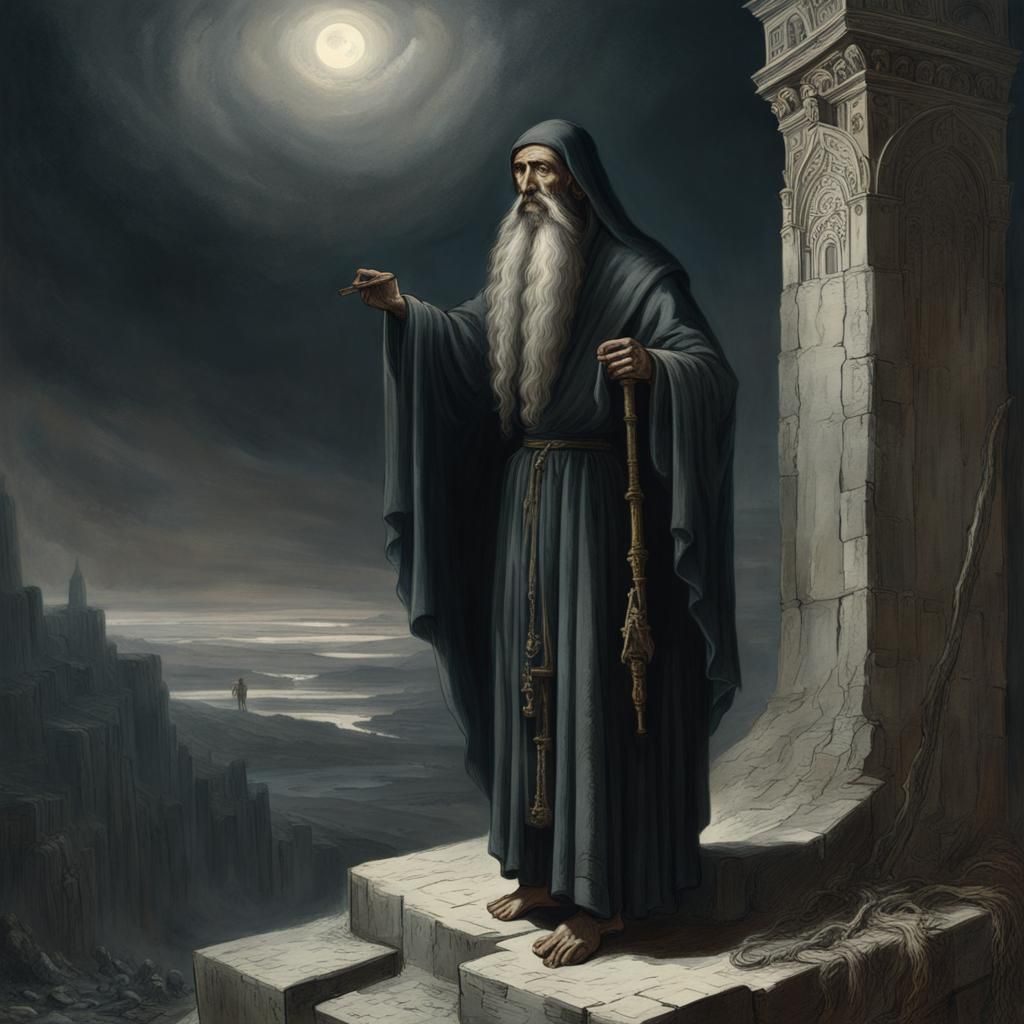 Saint Simeon Stylites: Gothic Horror Illustration