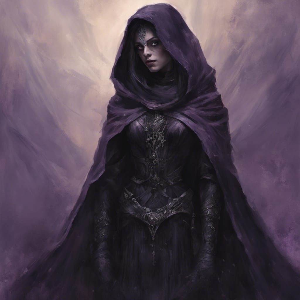 Purple-Hued Assassin in 3D Cinematic Style