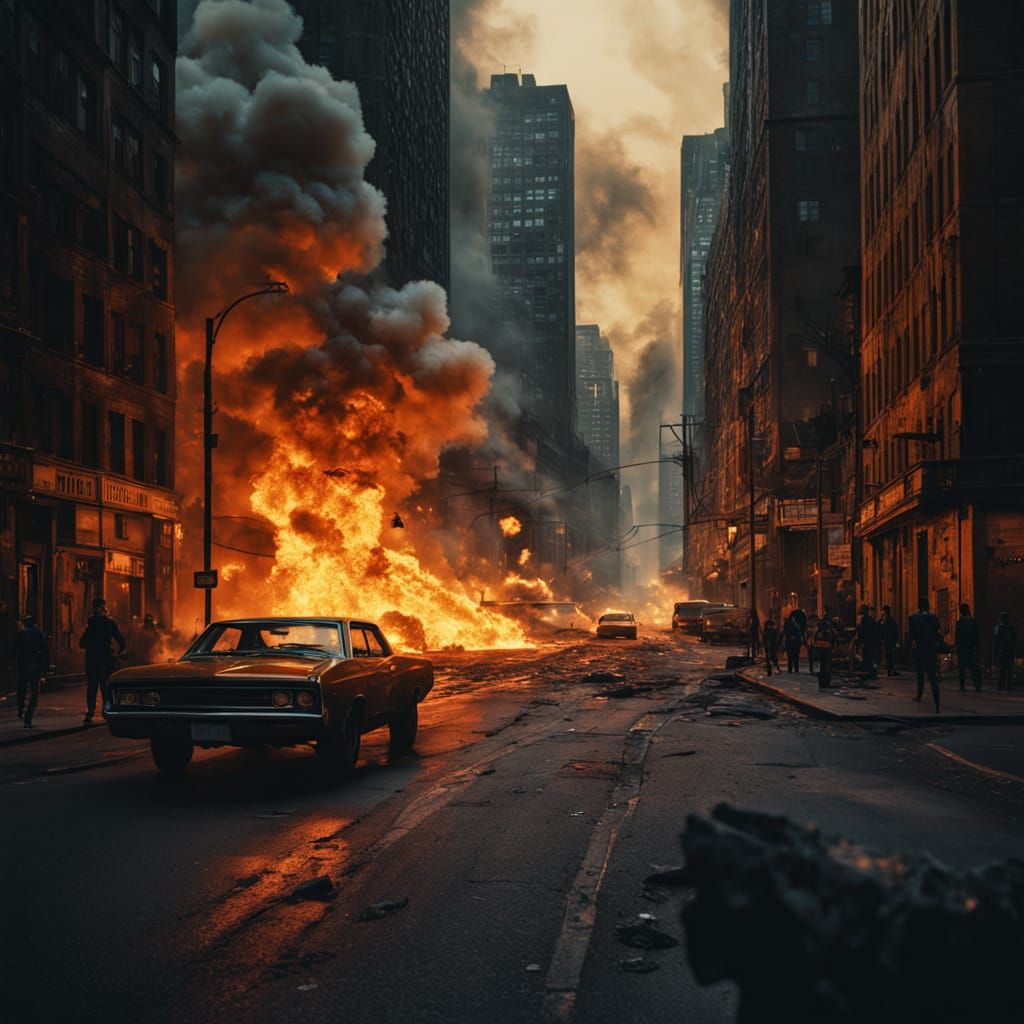Epic Cinematic Explosion in City Streets