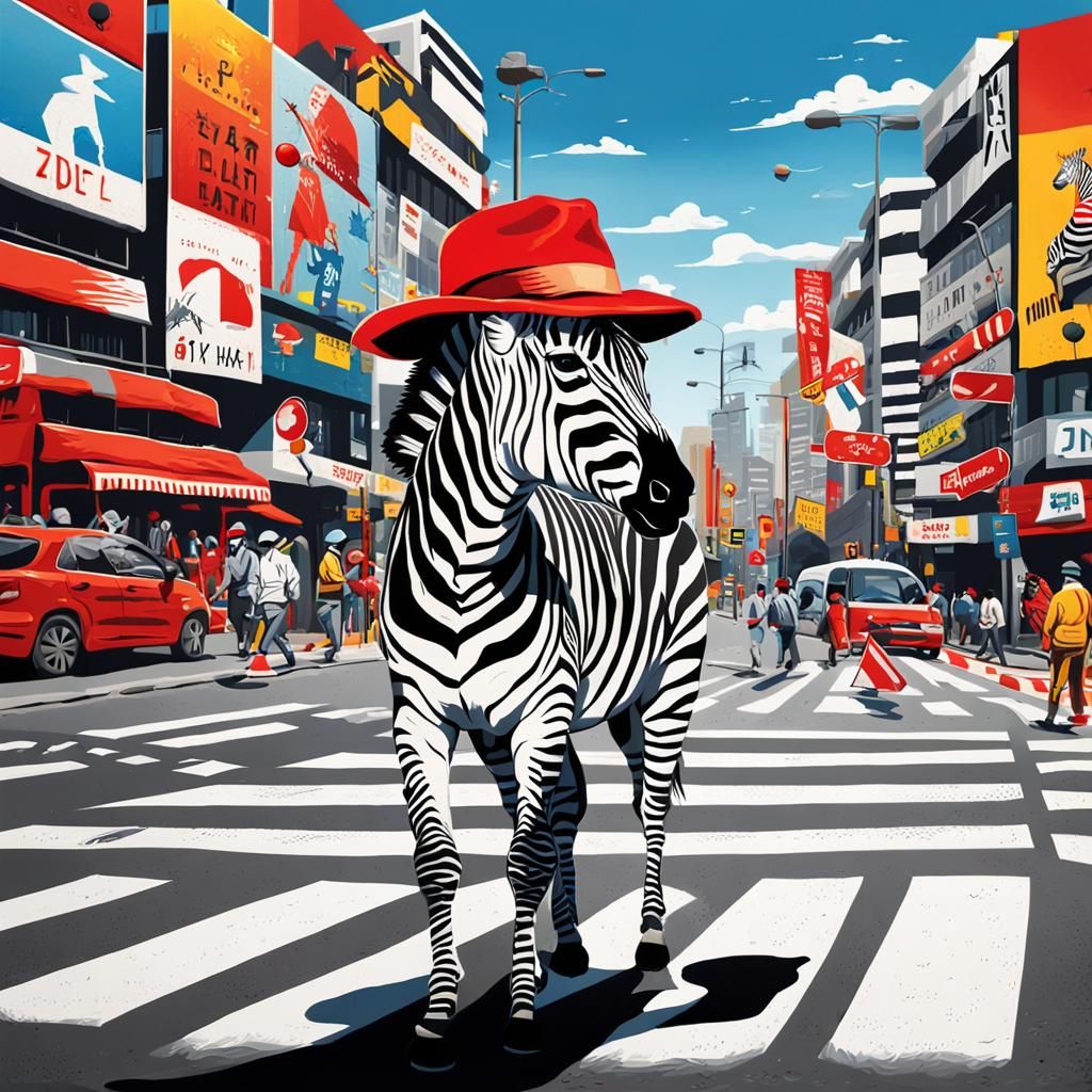 Zebra Crossing Street in Pop Art Style