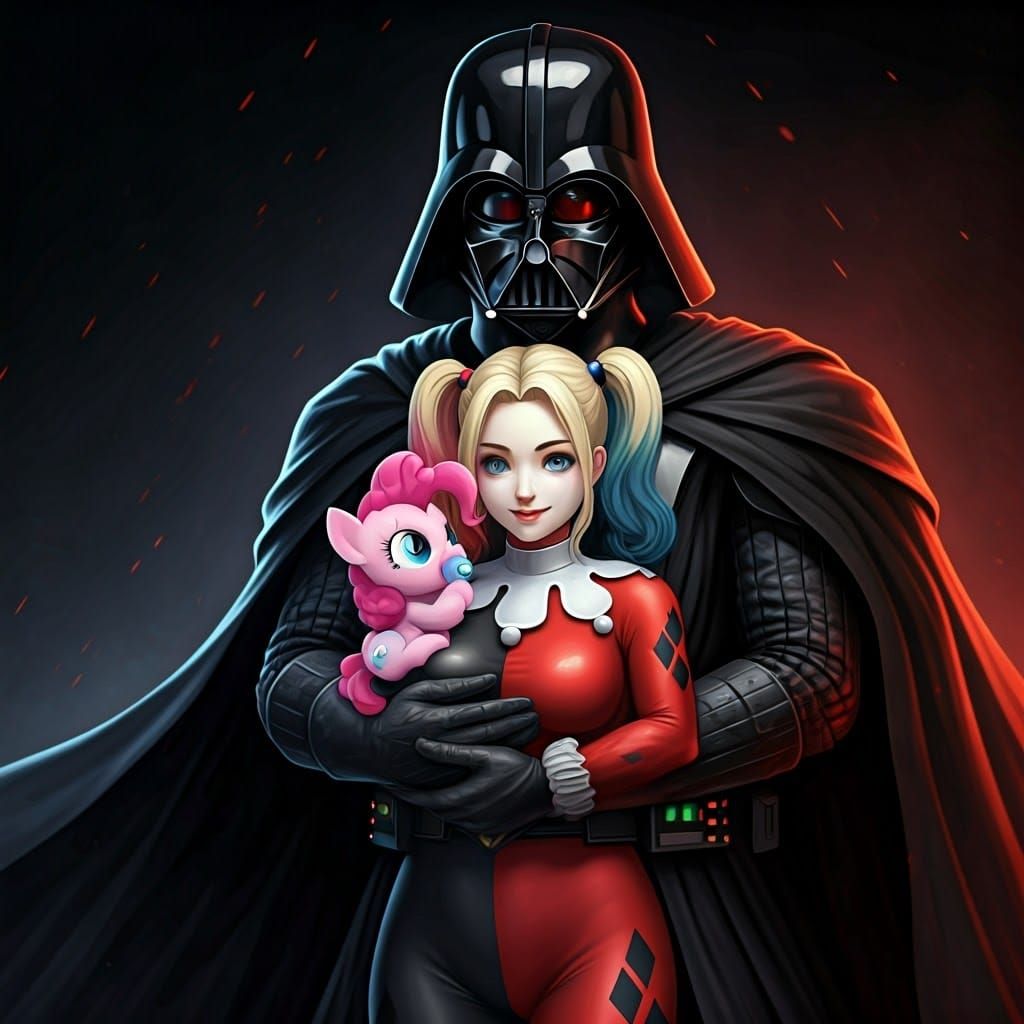 Darth Vader and Harley Quinn in Anime Art