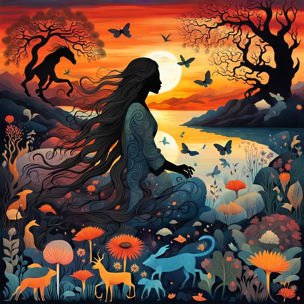 Mystical Creatures Awaken at Sunset: High-Resolution Photo