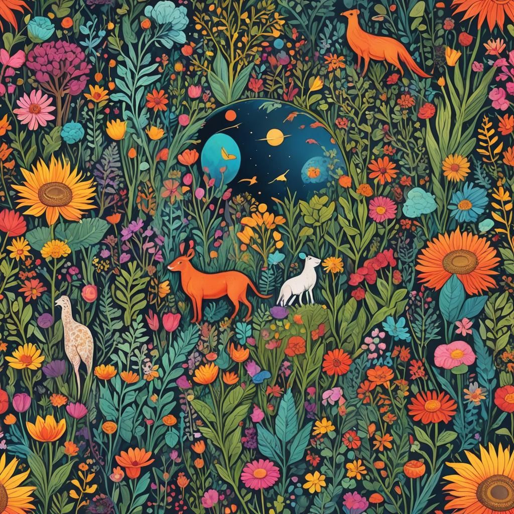 Exotic Alien World: Multicolored Plants and Animals