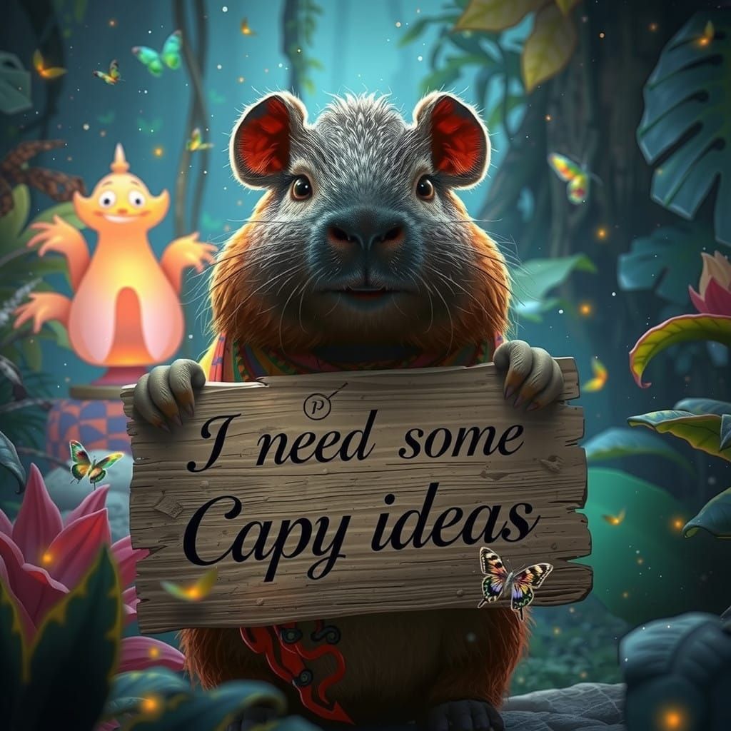 Whimsical Capybara in Lush Dreamlike Realm