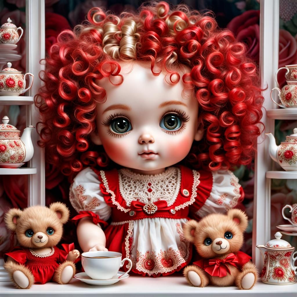 Beautiful Baby Doll and Teddy Bear Tea Party
