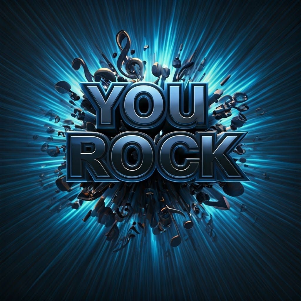 Metallic You Rock in Electric Blue Neon Dreamscape