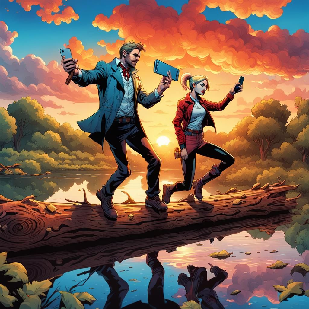 Harley Quinn and Constantine Selfie Adventure