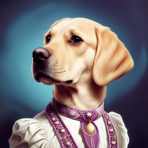 Labrador Puppy Portrait in Regal Dress